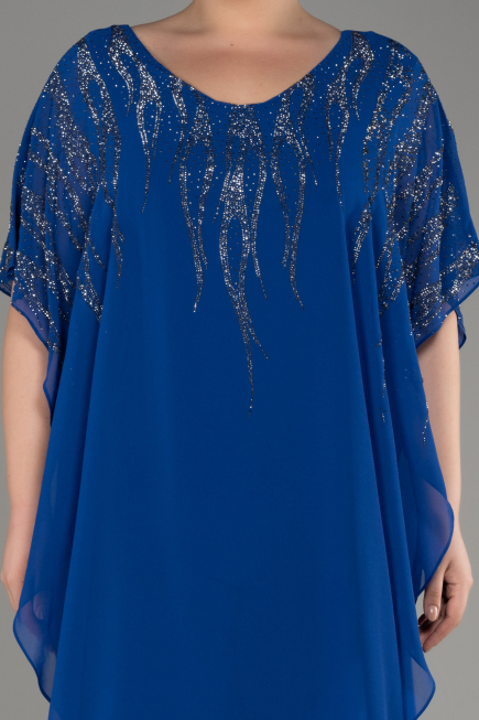 Sächsischblau Abendgarderobe İn Großen Größen Chiffon ABT111