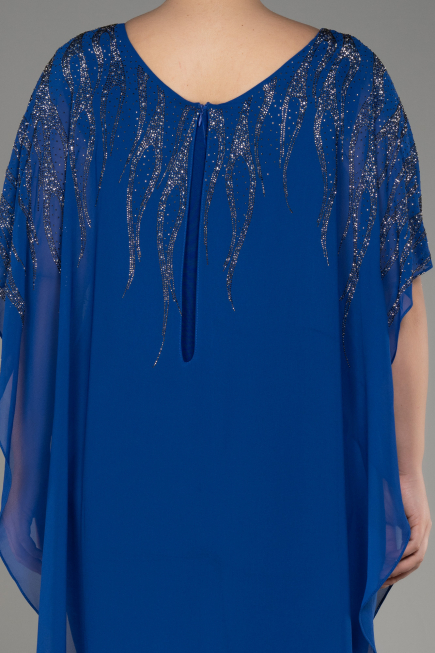 Sächsischblau Abendgarderobe İn Großen Größen Chiffon ABT111