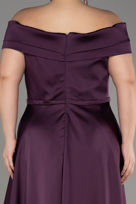 Violett dunkel Abendgarderobe İn Großen Größen Satin Lang ABU2355