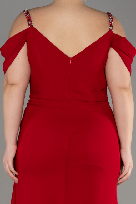 Rot Abendkleid İn Übergröße Chiffon Lang ABU3742