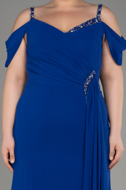 Sächsischblau Abendkleid İn Übergröße Chiffon Lang ABU3742