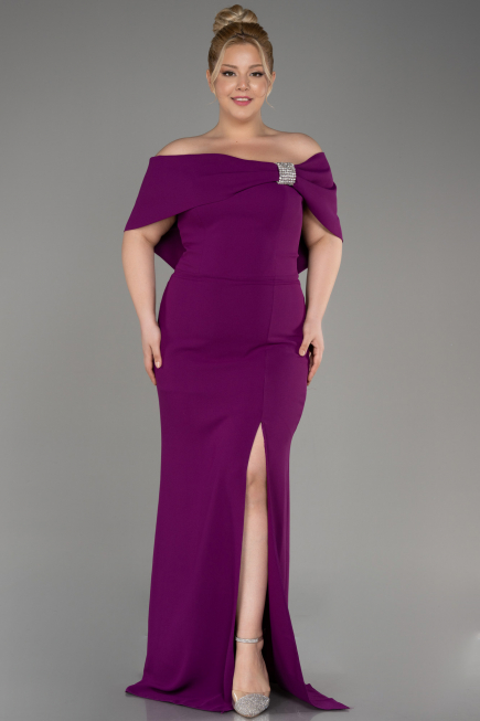 Violett Abendkleid İn Übergröße Lang ABU3945