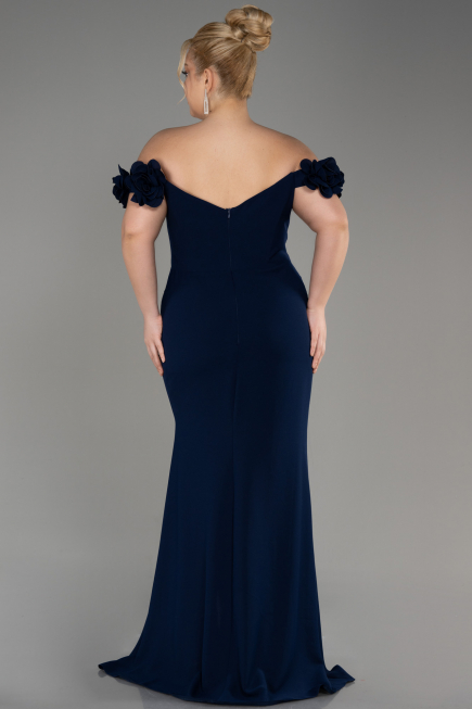 Abschlusskleid In Übergröße Lang Marineblau ABU3946