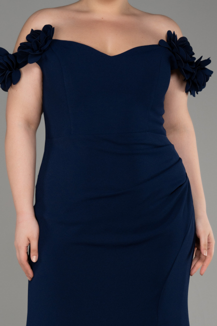 Abschlusskleid In Übergröße Lang Marineblau ABU3946