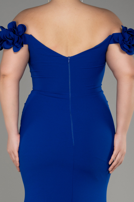 Sächsischblau Abschlusskleid In Übergröße Lang ABU3946