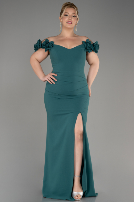 Smaragdgrün Abschlusskleid In Übergröße Lang ABU3946