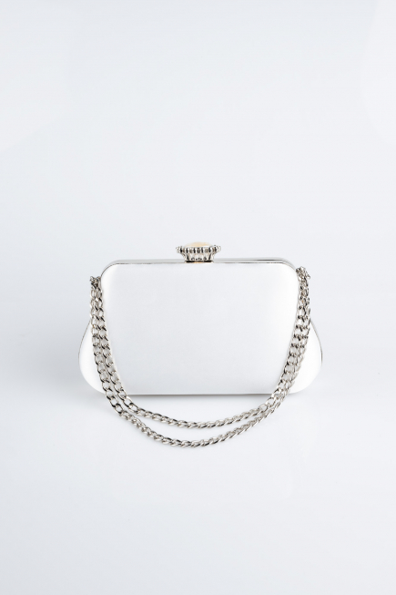 Abendtasche Satin Weiß SH834