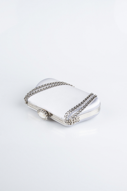 Abendtasche Satin Silber SH834