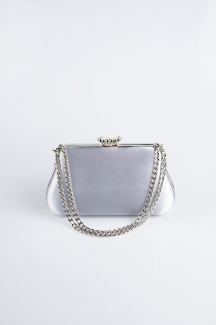 Abendtasche Satin Silber SH834