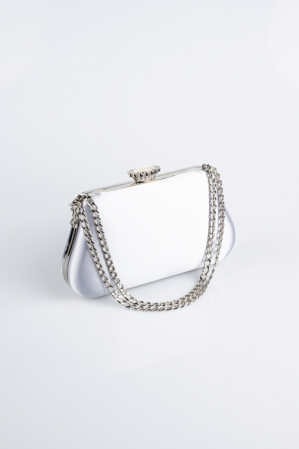 Abendtasche Satin Silber SH834