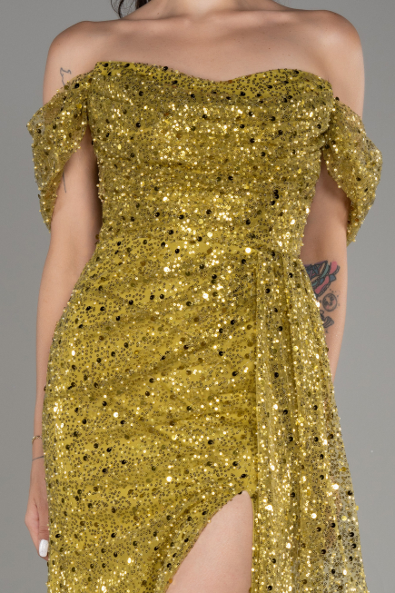 Pistaziengrün Abendkleid Schuppig Lang ABU3577