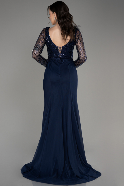 Abendkleid Lang Marineblau ABU3283