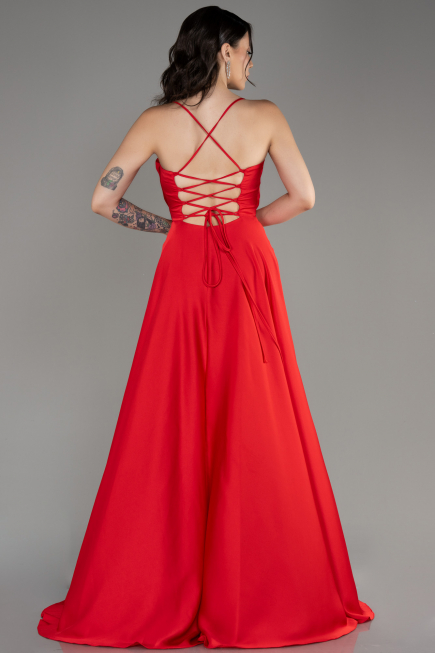 Abschlusskleid Lang Satin Rot ABU4017