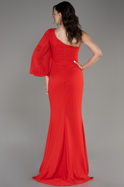 Koralle Abendkleid Chiffon Lang ABU3677