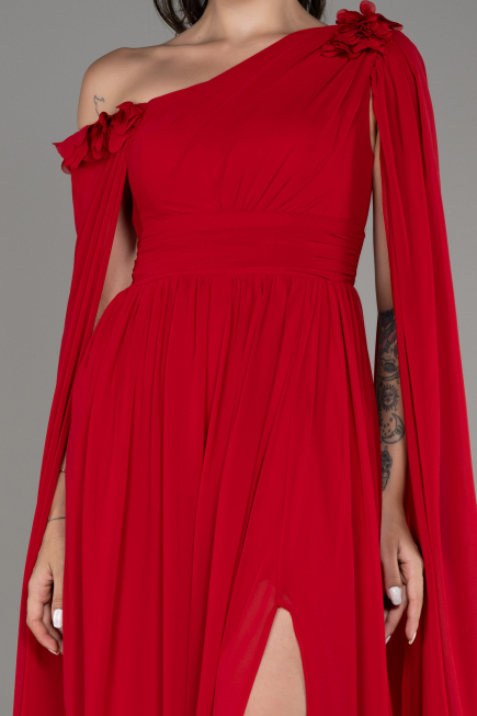 Abendkleid Lang Chiffon Rot ABU4001