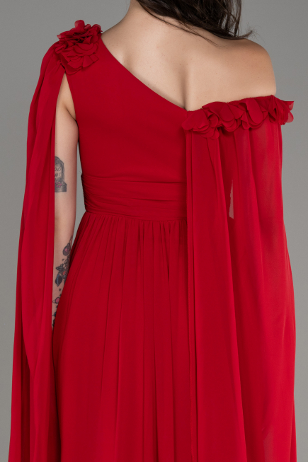 Abendkleid Lang Chiffon Rot ABU4001