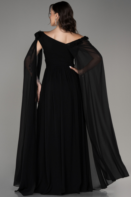 Abendkleid Lang Chiffon Schwarz ABU4001