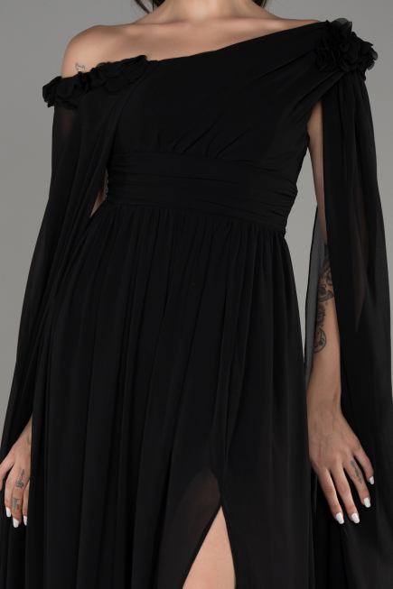Abendkleid Lang Chiffon Schwarz ABU4001