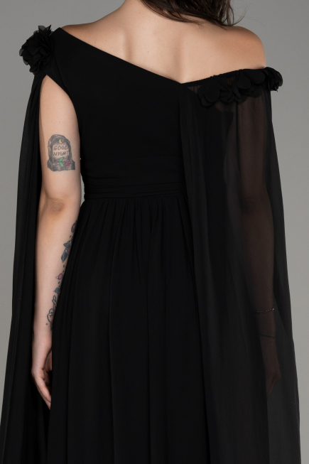 Abendkleid Lang Chiffon Schwarz ABU4001