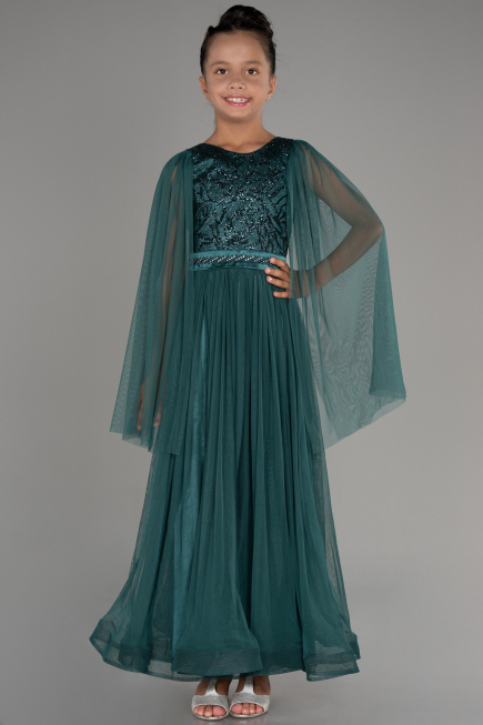 Smaragdgrün Abendkleid Für Kinder Lang ABU3155