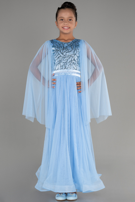 Indigo Abendkleid Für Kinder Lang ABU3155