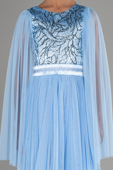 Indigo Abendkleid Für Kinder Lang ABU3155