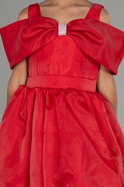 Abendkleid für Kinder Vorne Kurz-Hinten Lang Rot ABO107