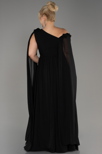 Abendgarderobe in Großen Größen Lang Chiffon Schwarz ABU4002