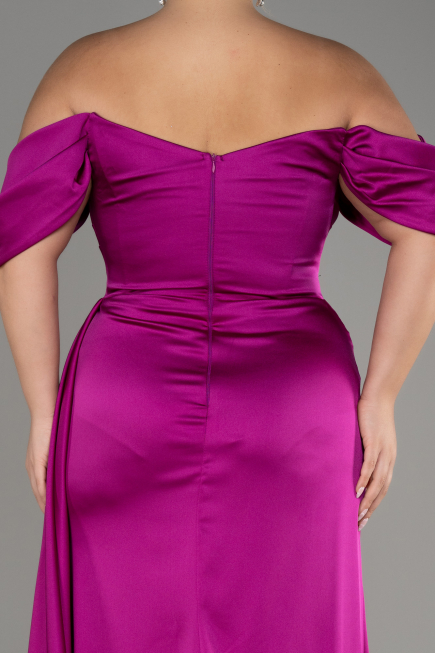 Violett Verlobungskleid In Übergröße Satin Lang ABU3655
