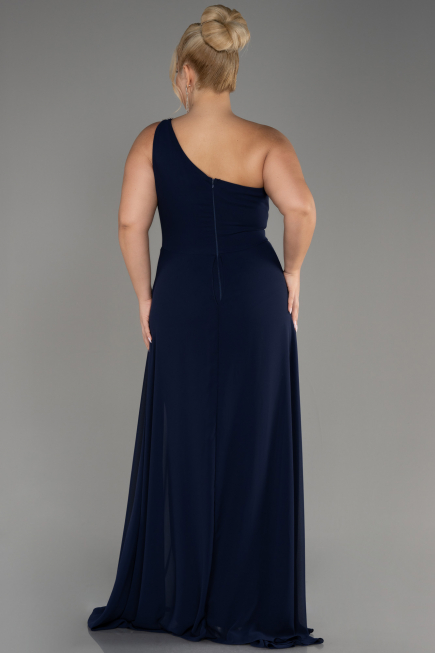 Einladungskleid In Übergröße Chiffon Marineblau ABT119