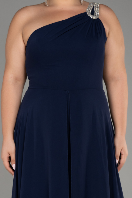 Einladungskleid In Übergröße Chiffon Marineblau ABT119