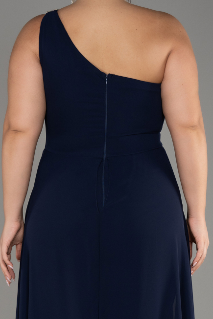 Einladungskleid In Übergröße Chiffon Marineblau ABT119