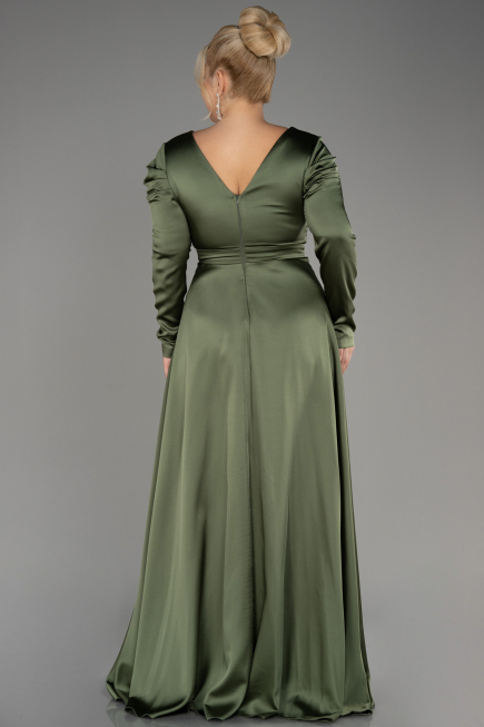Khaki Verlobungskleid In Übergröße Satin Lang ABU3941