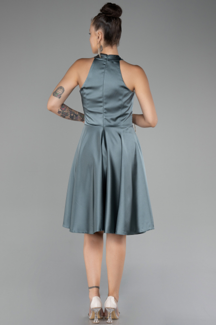 Abendkleid Kurz Satin Türkis ABK2112