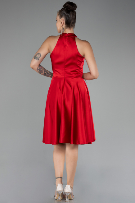 Abendkleid Kurz Satin Rot ABK2112