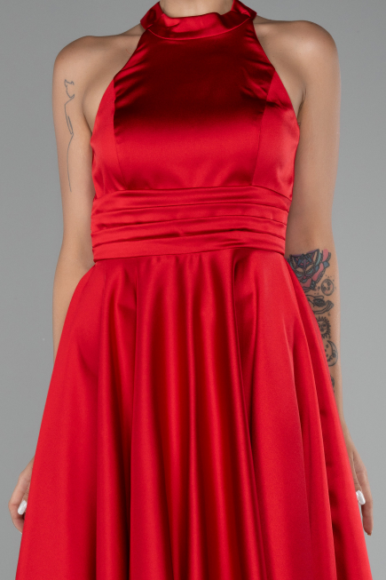 Abendkleid Kurz Satin Rot ABK2112