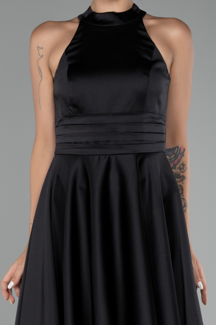 Abendkleid Kurz Satin Schwarz ABK2112