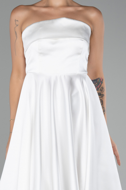 Partykleid Kurz Satin Weiß ABK2111