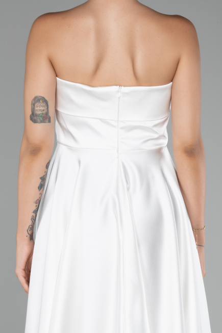 Partykleid Kurz Satin Weiß ABK2111