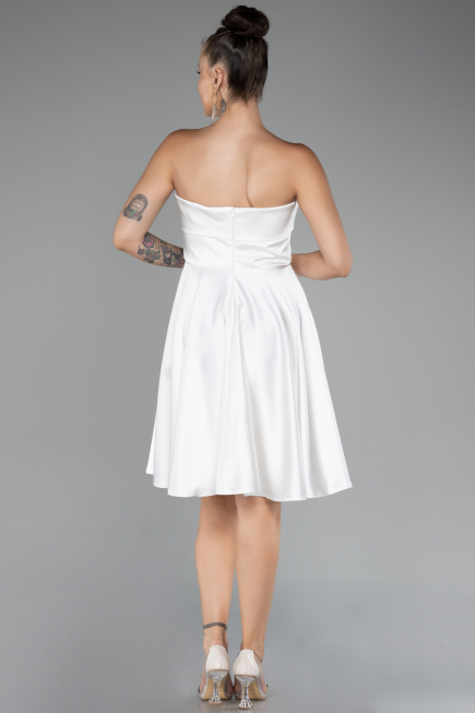 Partykleid Kurz Satin Weiß ABK2111