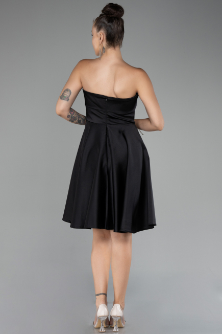 Partykleid Kurz Satin Schwarz ABK2111