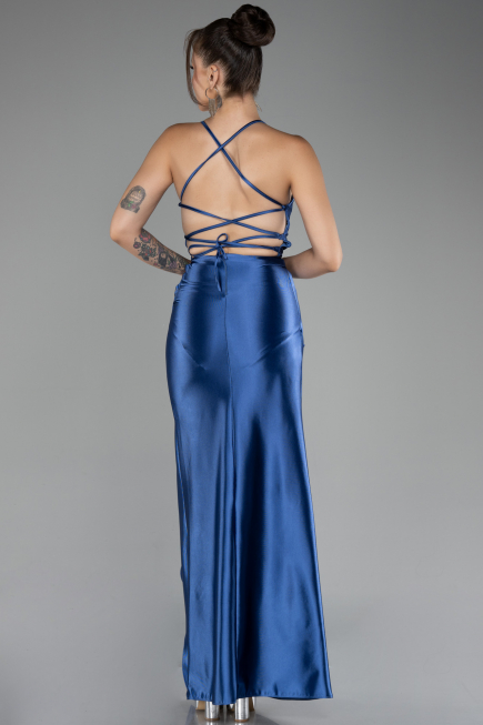 Abschlusskleid Lang Satin Indigo ABU2800