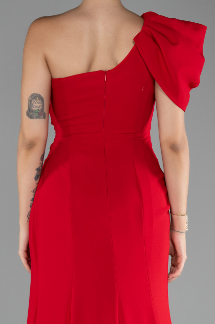Abendkleid im Meerjungfrau-Stil Lang Chiffon Rot ABU4091