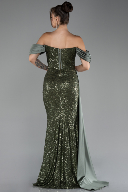 Abendkleid Lang Schuppig Khaki ABU4085
