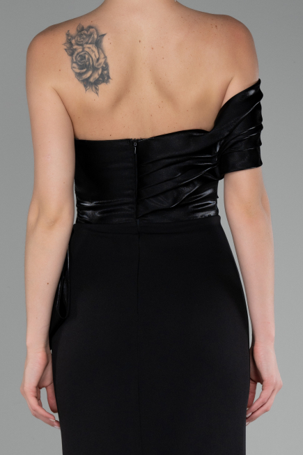 Abendkleid im Meerjungfrau-Stil Lang Schwarz ABU4115