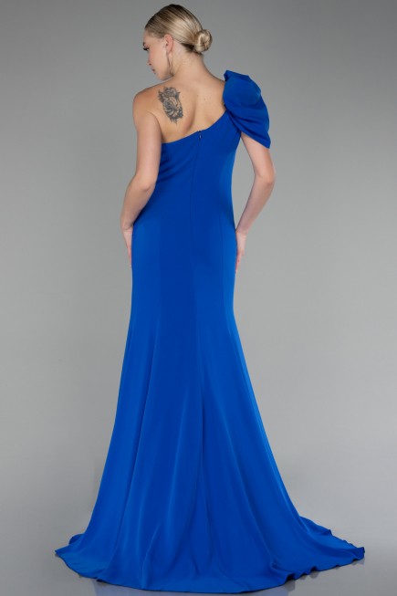 Abendkleid im Meerjungfrau-Stil Lang Chiffon Sächsischblau ABU4091
