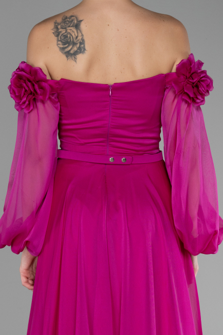 Abendkleid Lang Chiffon Fuchsie ABU4130