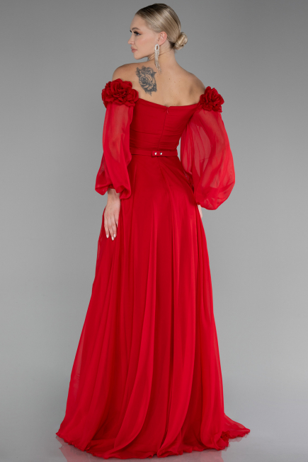 Abendkleid Lang Chiffon Rot ABU4130