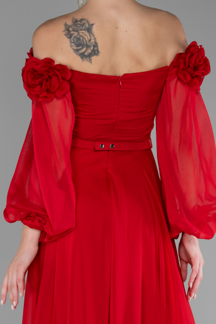 Abendkleid Lang Chiffon Rot ABU4130
