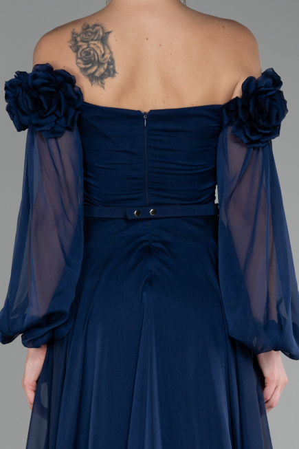 Abendkleid Lang Chiffon Marineblau ABU4130